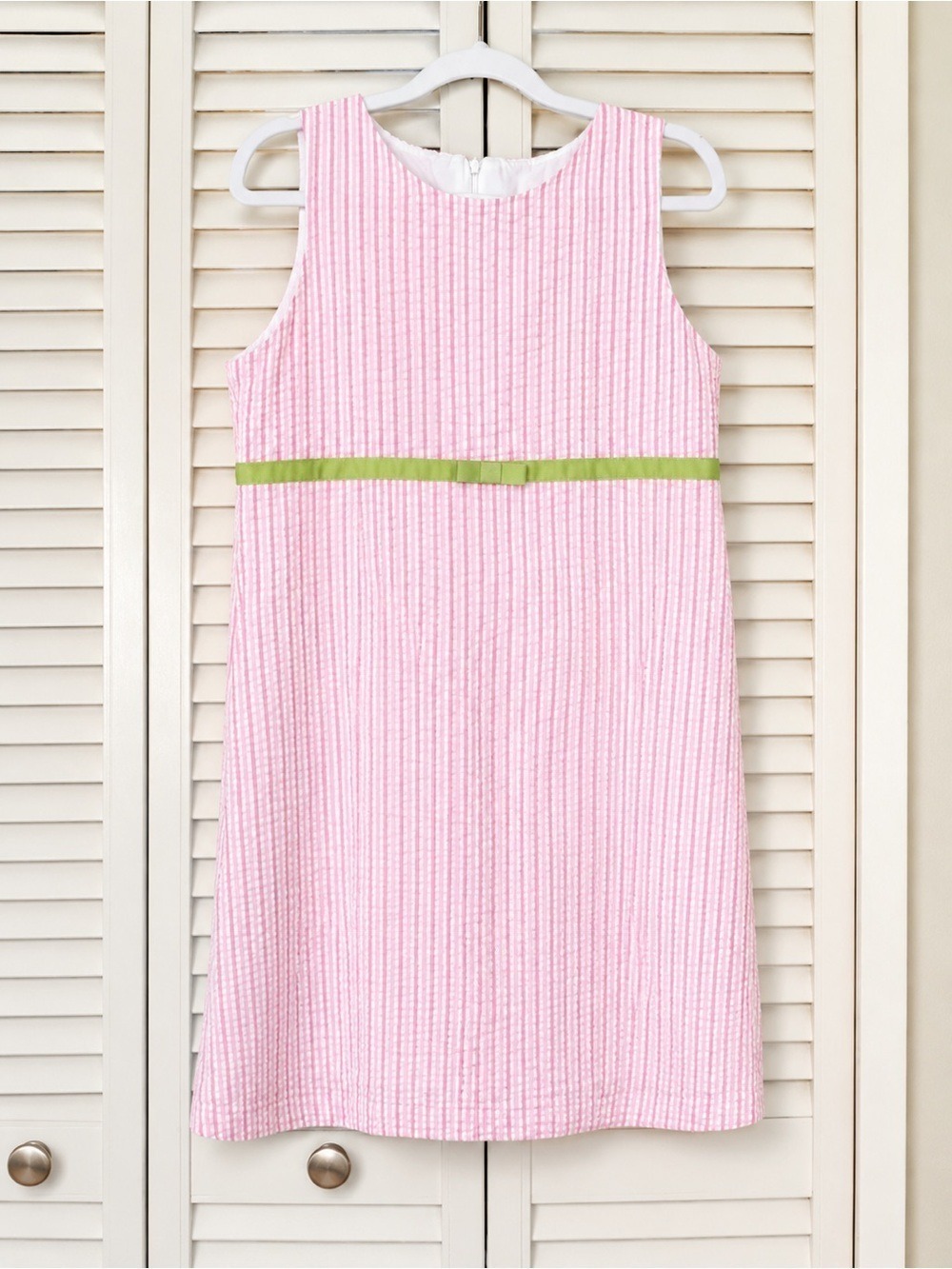 Hartstrings Girls Pink White Seersucker Sleeveless Dress Size 16